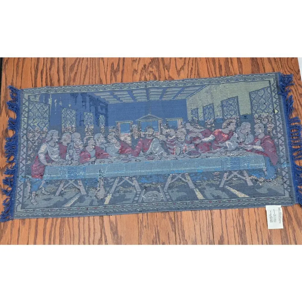 Vintage Swan Brand Velveteen Tapestry – The Last Supper Wall Hanging – 42” x 20”